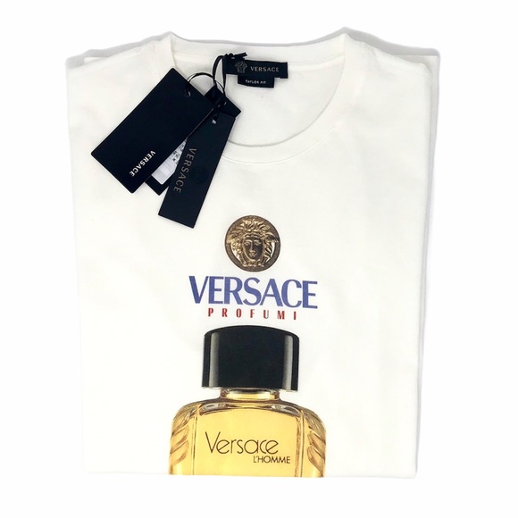 Brand New Versace Men's Scents Motif T-Shirt - Picture 3 of 5